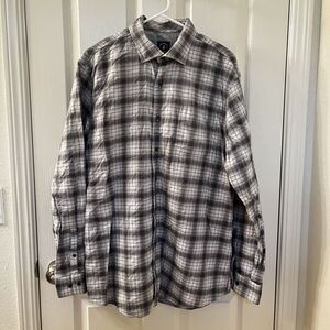 Johnnie-O Burruss Top Shelf Button Down Shirt Light Gray Plaid Men's Size XL